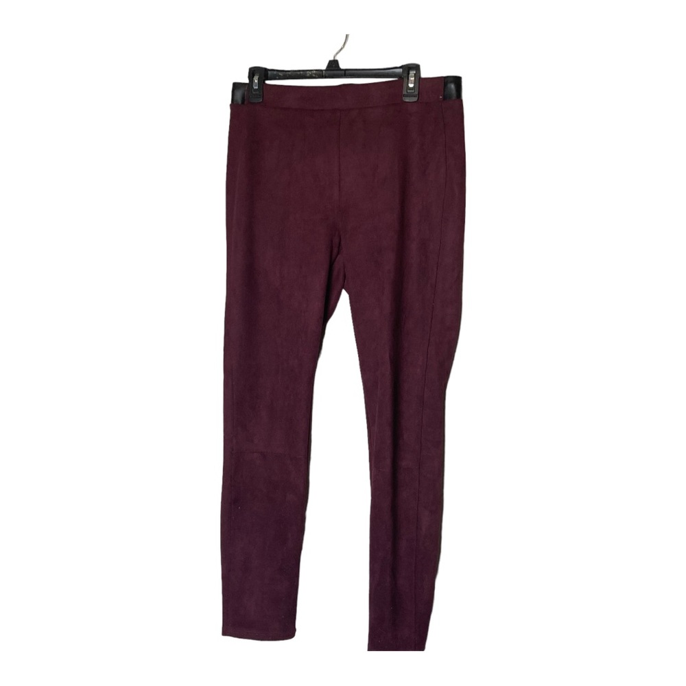 White House Black Market The Legging Maroon with Faux Leather Waistband Size 10‎